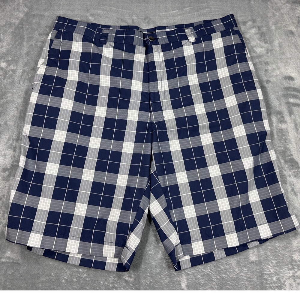Callaway Mens‎ Plaid Golf Shorts Navy Blue White Checkered Performance Size 38